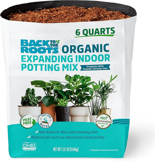 Back to the Roots Organic Indoor Soil Compressed Block Expands to 6 Quarts