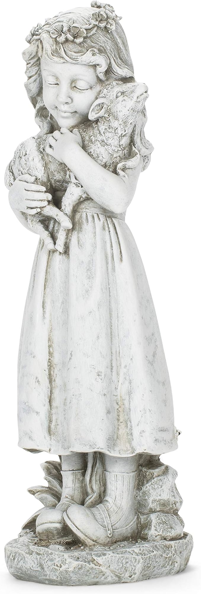 Joseph's Studio by Roman Inc., Girl with Lamb Garden Statue, Garden Collection, Religious Statue, Holy Family, Memorial, Angel, Patron Saint, Garden Décor (5x5x16)