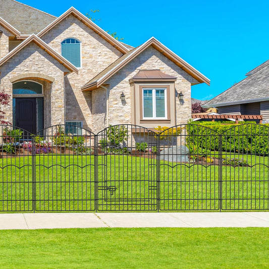 Decorative Garden Fence 6 Panels 14.8ft(L)×38in(H) No Dig Animal Barrier Fencing with 5 Panels + 1 Gate, Metal Garden Fences Rustproof Wire Border Temporary Dog Fence Outdoor for Patio Yard Lawn