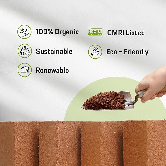 10 LB Premium Organic Coco Coir Compressed Natural Brick with Low EC and PH Balance - High Expansion for Indoor and Outdoor Potting Soil, Renewable Coco Soil for Gardening