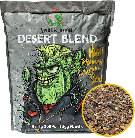 High Drainage Cactus Soil Potting Mix with Mycorrhizal Fungi - 8 Pounds / 4 Quarts of Soil for Succulents and Cactus - Slightly Acidic, Gritty Soil for Healthy Indoor Plants - Spike & Bloom