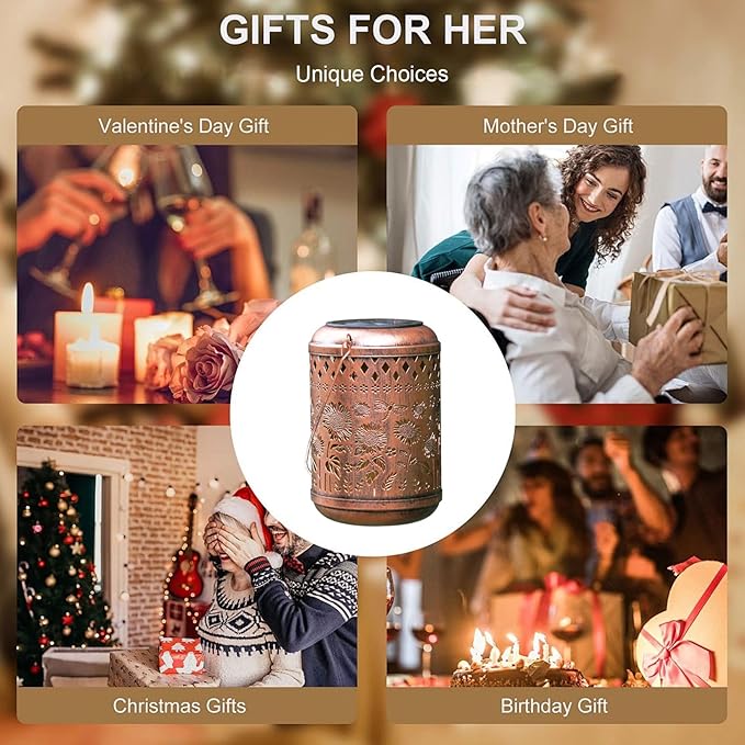 Solar Lanterns Sunflower Dragonfly Butterfly Lights Outdoor Decor Hanging Lantern Waterproof Metal LED Garden Decor Decorative,Yard,Patio,Lawn,Christmas Gifts 1 Pack Bronze