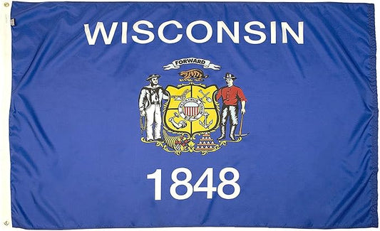 FlagSource Wisconsin Nylon State Flag, Made in the USA, 5x8'