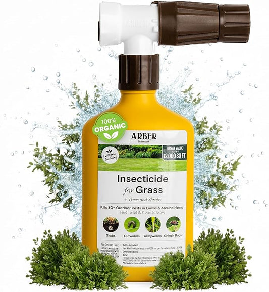 Organic Insecticide for Lawns, Trees & Shrubs – 16oz Ready-to-Spray – Lawn Insect Killer for Grubs, Armyworms & Beetles – Gentle on Grass, People & Pets – Outdoor Bug Spray for Lawn Yard Pest Control
