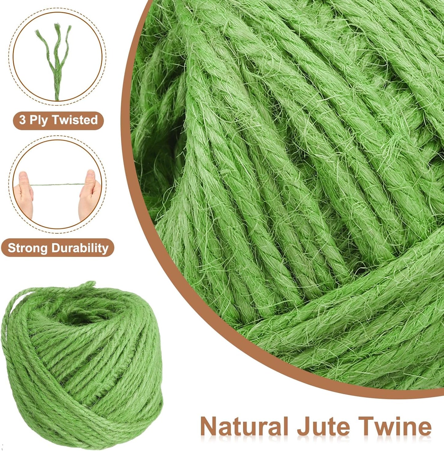 uxcell 164 Feet Natural Jute Twine String,3mm Thin Garden Twine Rope Colored Plant String Cord for DIY Art Crafts Gift Wrapping Decoration Packing Gardening Plant Hanger,Light Green