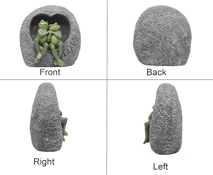 Artisan Flair Lover Frog Statues for Garden - Resin Frogs Couple Figurines Romantic - Yard Animal Decor Frog Stuff Outdoor Lawn Ornament, Green, 7.09 X 4.33 X 7.09 Inches, AF15813