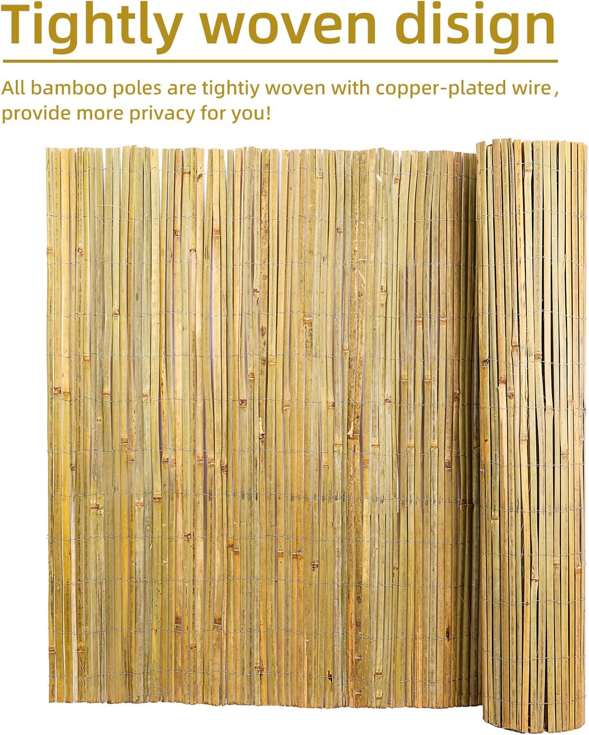 Natural Bamboo Slat Screening,6FT x 13FT Bamboo Fence Panel for Garden Privacy Fence Screen for Indoor or Outdoor (1.8m x 4m Approx)