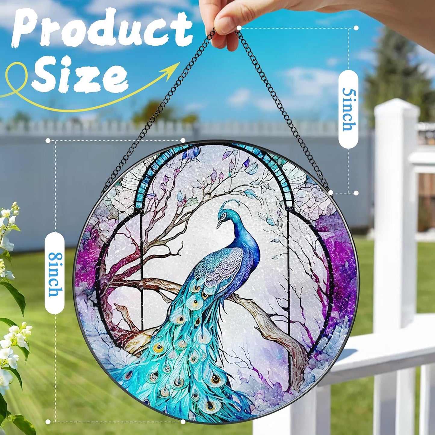 Stained Glass Window Hanging, Stained Glass Suncatcher, Peacock Sun Catcher, Window Decor, Peacock Gift, Gifts for Mothers Day, Christmas or Birthday Gift, Gifts for Her Mom Grandmother Daughter