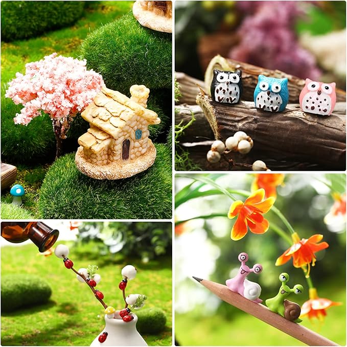 Skylety 64 Pieces Miniature Garden Accessories Mini Animals Miniature Ornament Kit Animal Figurines Miniature Micro Landscape Accessories for Dollhouse Decoration Plant House Decor