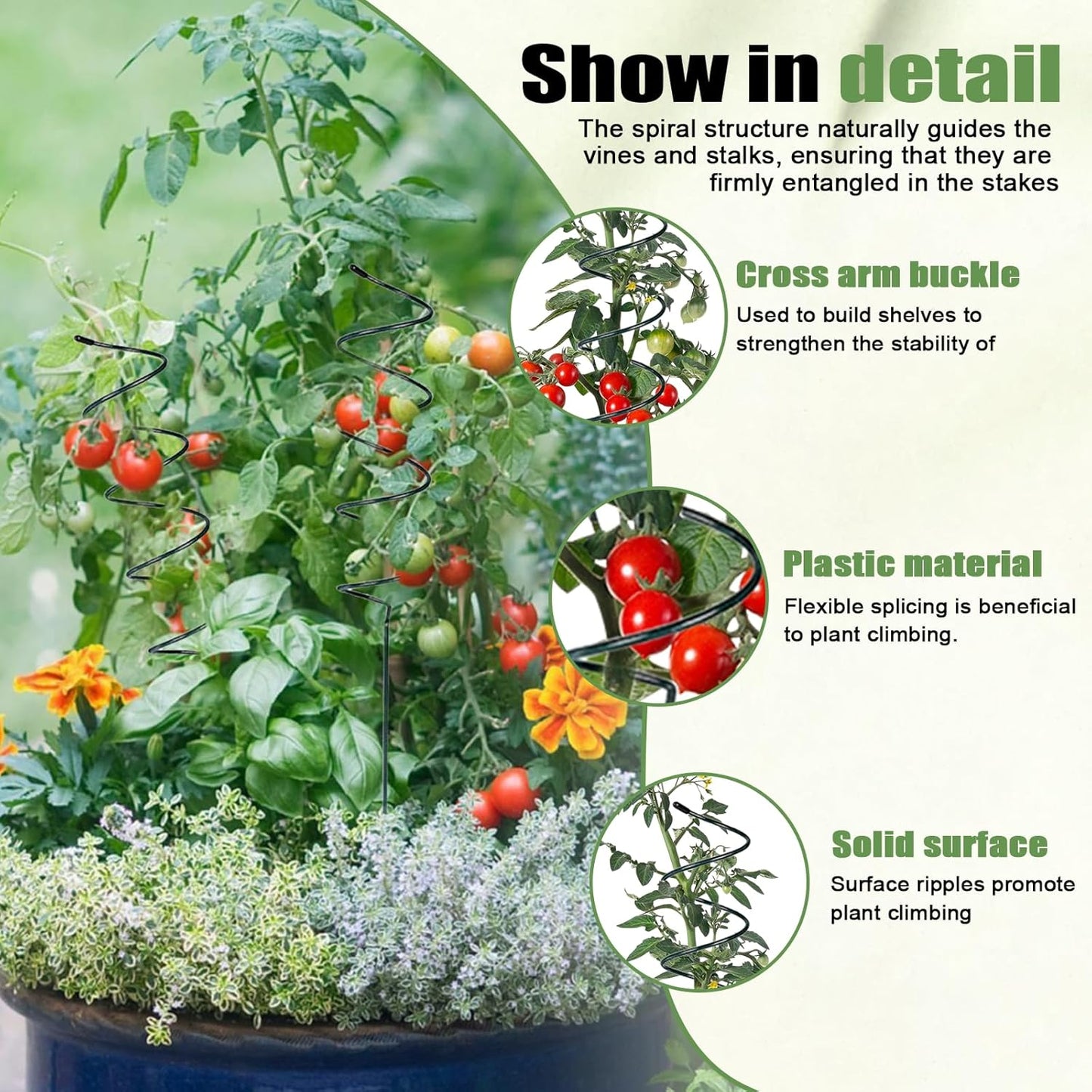 10 Pack Tomato Twist Stake, Spiral Tomato Stakes for Indoor Outdoor, Spiral Garden Stakes for Climbing Plants, Tomatoes, Roses & Garden Vines