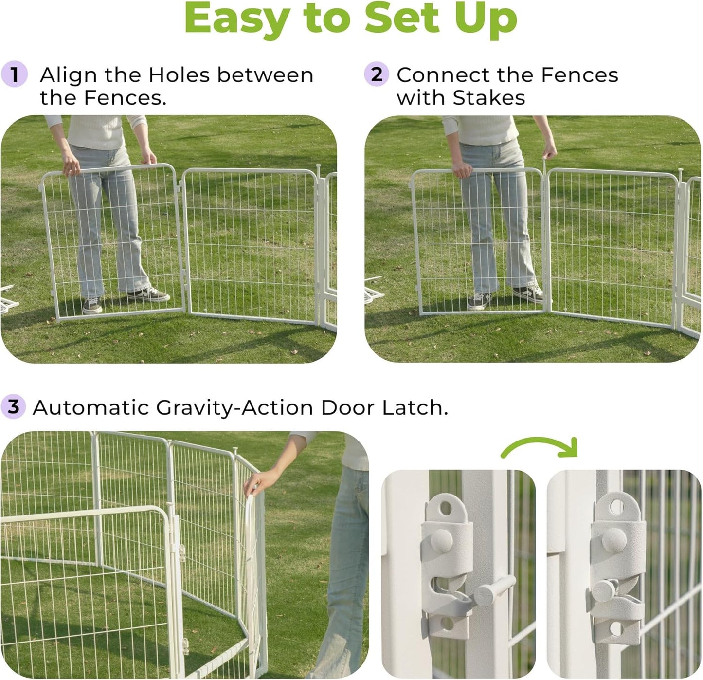 Doorless Garden Fence 45 in(H) x 4.5 ft(L) 2 Panels, Heavy Duty Metal Animal Barrier Fence, No Dig Fence for Dogs, Rabbit Fence for Garden, White