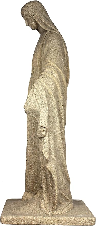 EMSCO Group Virgin Mary Statue - Natural Sandstone Appearance - Made of Resin - Lightweight - 34" Height