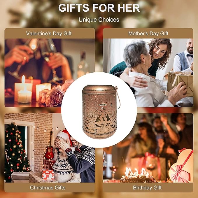 Bigfoot Solar Lanterns Outdoor Waterproof Hanging Lights UFO Sasquatch Gifts for Men Women Metal Decorative LED Lanterns for Yard Patio Lawn Tabletop Pathway Landscape Garden Decor 1 Pack