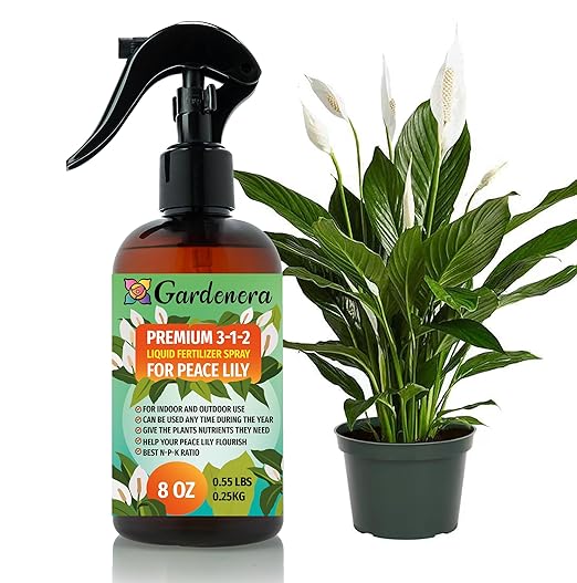Gardenera Proffesional Peace Lily Spray Fertilizer Mist for Home Gardening | 3-1-2 Gentle Blend Mist for Healthy Leaves & Growth | Essential Nutrients for Peace Lily - 8oz