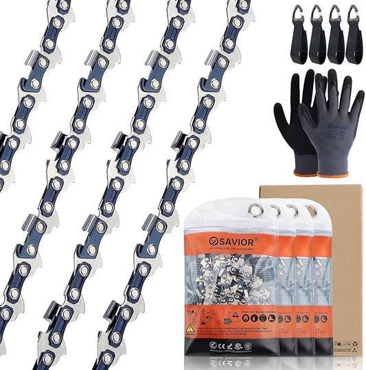 Savior 6 Inch Chainsaw Chain 3/8" LP Pitch .043" Gauge, 28 Drive Links Fits Milwaukee 2527-20 M12 Fuel Craftsman CMCCSL621D1 Remington Branch Wizard 6" Pole Saws & Chainsaws - R28 (4 Chains)