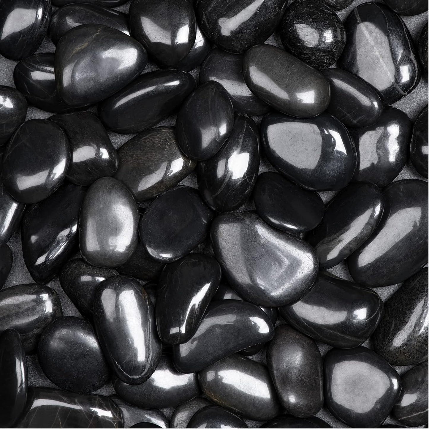 5lbs Natural River Rocks, High-Polished Pebbles for Plants Garden, 1-2 inch Decorative Black Stones, Ideal for Fish Tank, Vases, Crafting, Home Decor and Garden Landscaping Rocks,Black