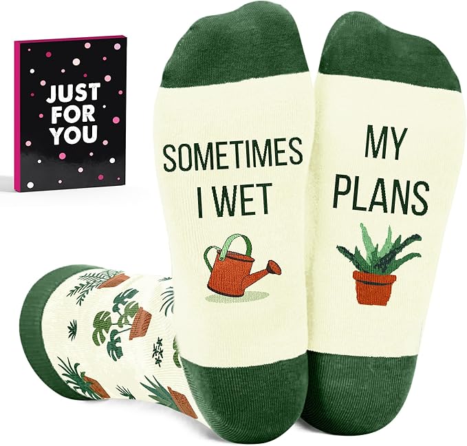 Gardening Gifts for Women - Funny Socks for Plant Lovers, Unique Blue Presents for Christmas Gifts and Birthday