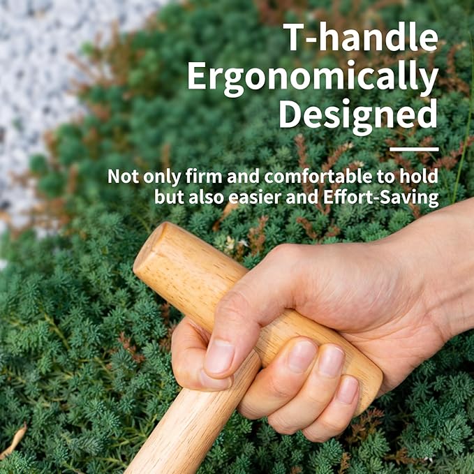 FLORA GUARD Hand Dibber Garden Tool, Seed Planter Tool with Wood Handle for Sowing Seed - 5" Seed Dispenser for Planting Steel Garden Dibber, Transplanting Plants,Planting Bulb,Digging