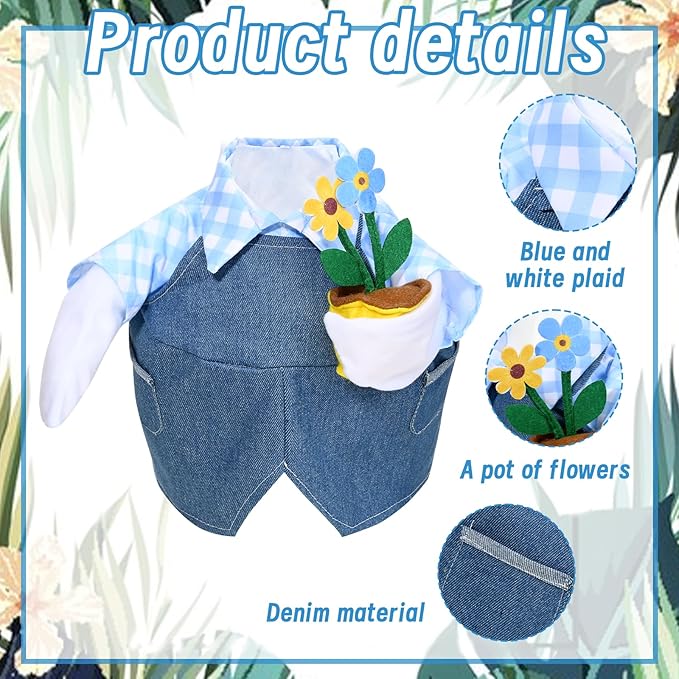 Gardener Goose Outfits Fits 23" Cement Plastic Goose Statue for Outdoor Garden Lawn Yard Patio Decor (Style3)