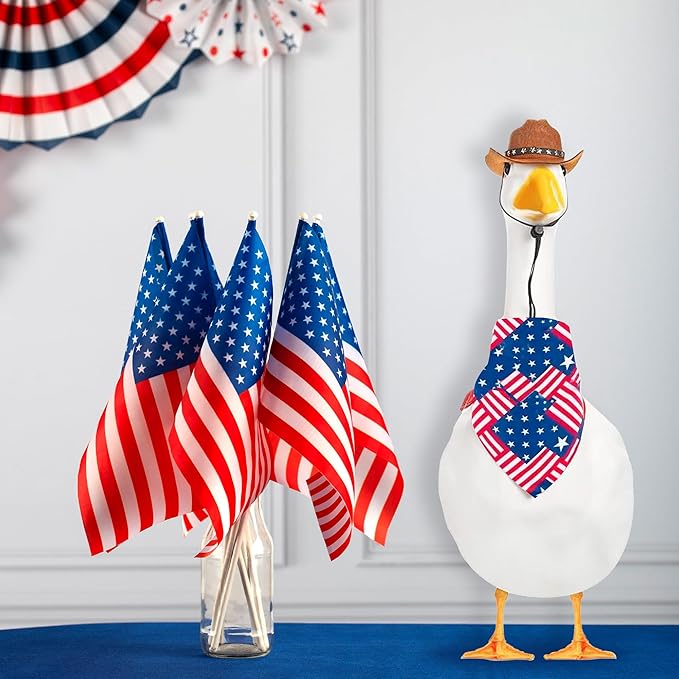 4th of July Goose Outfit Set 23"/ 17'' Plastic Lawn Porch Patriotic Goose Clothes Outfit for Outdoor Patio Yard Lawn Art Decoration