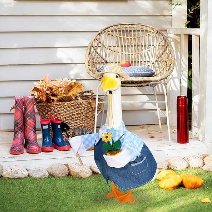 Gardener Goose Outfits Fits 23" Cement Plastic Goose Statue for Outdoor Garden Lawn Yard Patio Decor (Style3)