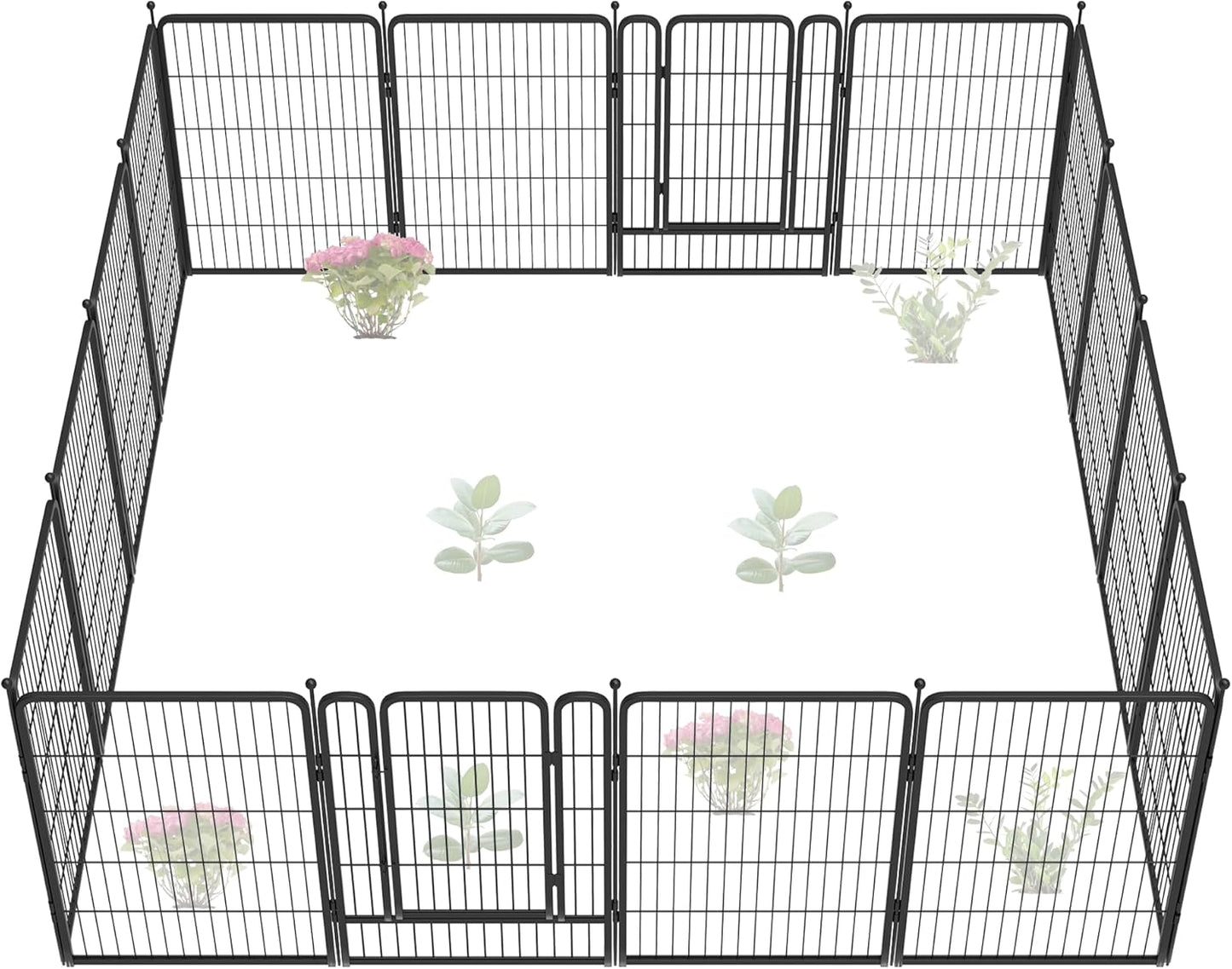 FXW Garden Fence Outdoor for The Yard – 40in(H) x 36.4ft(L) Heavy Duty Metal Animal Barrier for Dog and Rabbit, Decorative Dog Fence, 16 Panels, Black