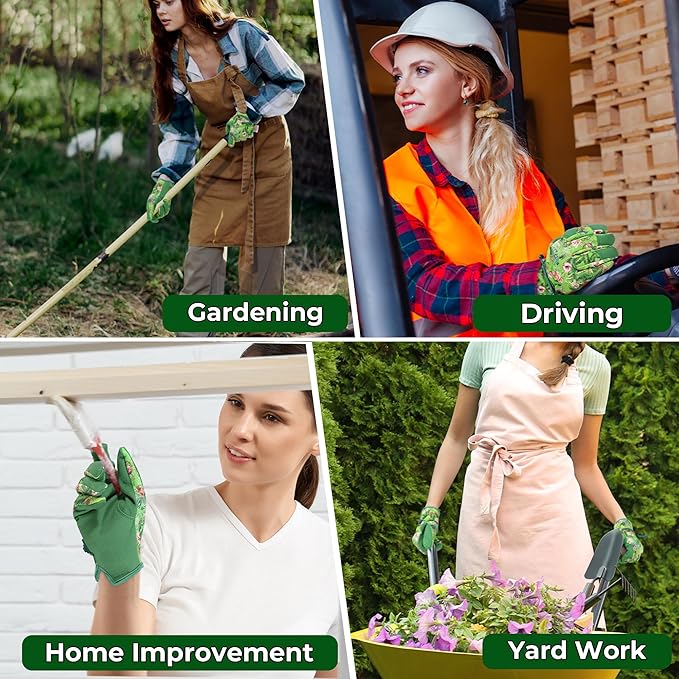 HANDLANDY Gardening Gloves for Women, Breathable Ladies Leather Garden Yard Gloves Best Gift for Gardeners