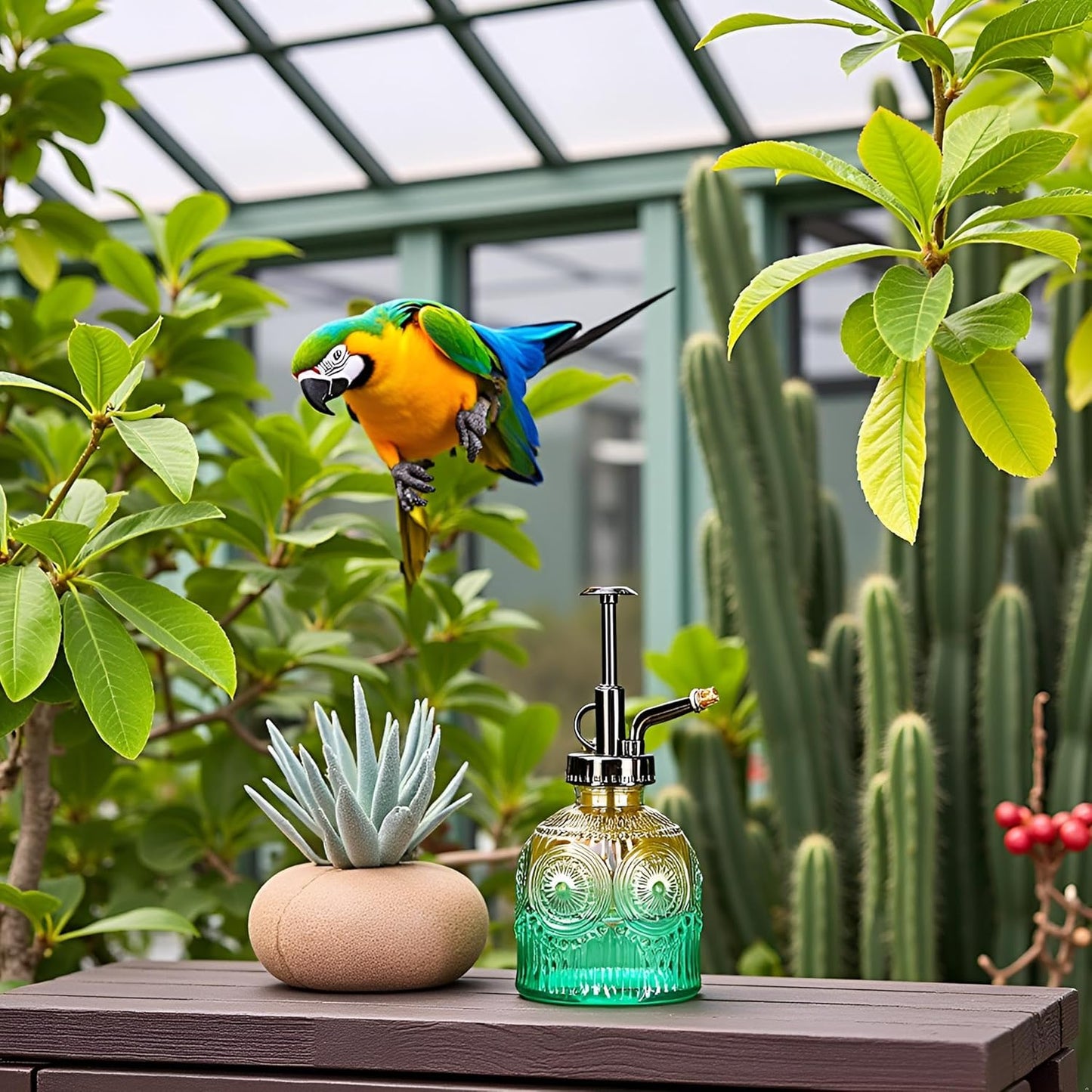 Glass Plant Mister Spray Bottle, Vintage Plant Spritzer, Succulent Watering Bottle Glass with Top Pump, Small Plants Sprayer Watering Can for Indoor Outdoor House