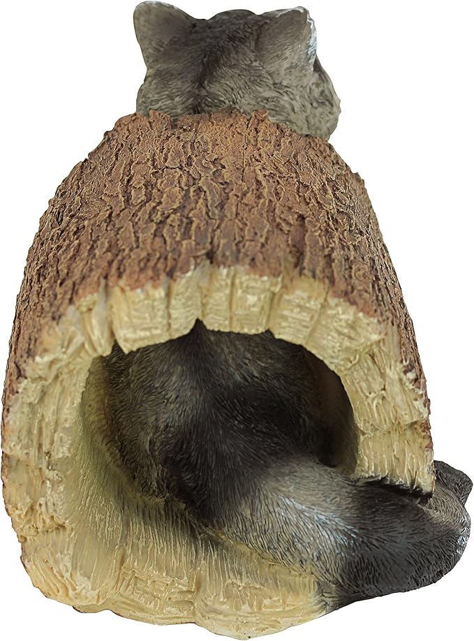 Design Toscano Bandit the Raccoon Indoor/Outdoor Garden Animal Statue, 10 Inch Long, Cast Stone Resin, Full Color Finish