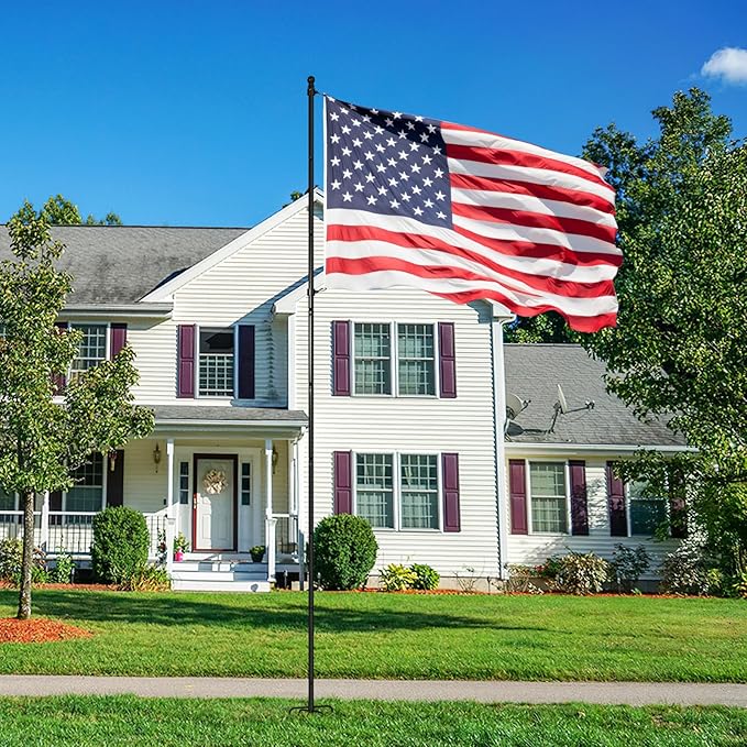 ZMTECH 10 FT Flag Pole with American Flag in Ground, Extra Thick Flag Pole Kit for Yard,Windproof Ground Flag Poles for Outside House Residential or Commercial（1 PACK）