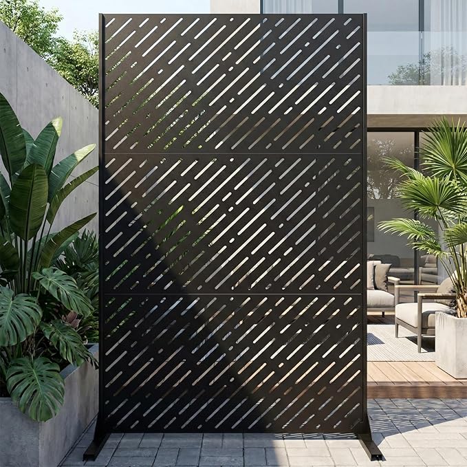 Metal Privacy Screen Outdoor 72x44in (6FT) – Rustproof Steel Decorative Fence Panel, Weatherproof Garden Divider for Patio, Backyard & Balcony, Metal Panels for AC Unit or Trash Bin Enclosure