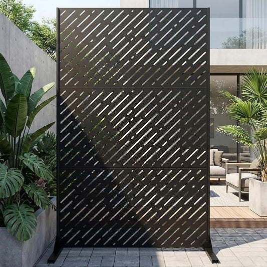 Metal Privacy Screen Outdoor 72x44in (6FT) – Rustproof Steel Decorative Fence Panel, Weatherproof Garden Divider for Patio, Backyard & Balcony, Metal Panels for AC Unit or Trash Bin Enclosure