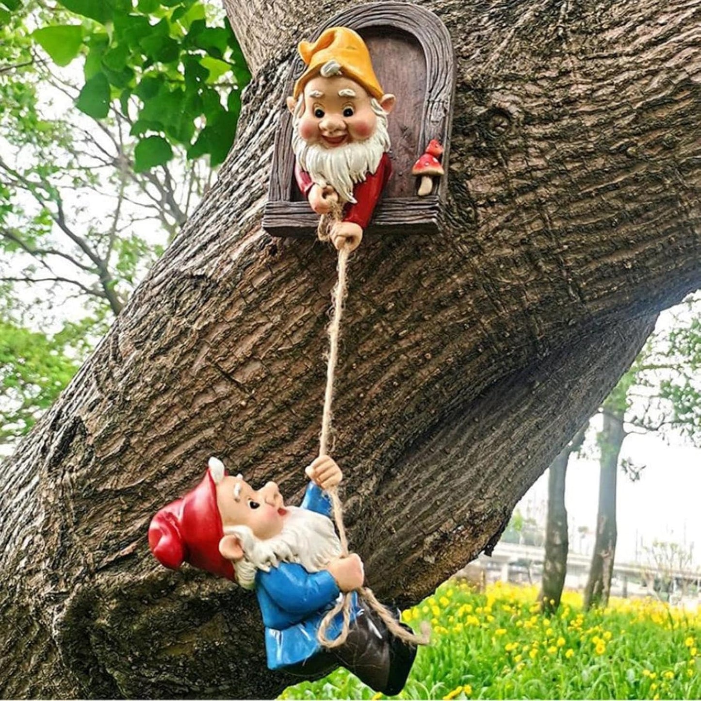 Garden Gnome Statue,Climbing Elves Sculpture,Outdoor Fairy Door Figurines,Fairy Hanging Decor,Tree Hugger Perfect for Garden Lovers Lawn, Patio,Yard Decor,Tree Peeker