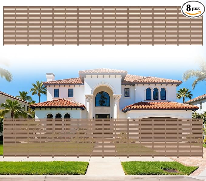 Privacy Screen Outdoor Freestanding Fence Panel, 72" H×47" W HDPE Decorative Screen Panel with Stand & 6 Panel, Air Conditioner Fence, Privacy Panels for Patio, Balcony, Garden, Backyard