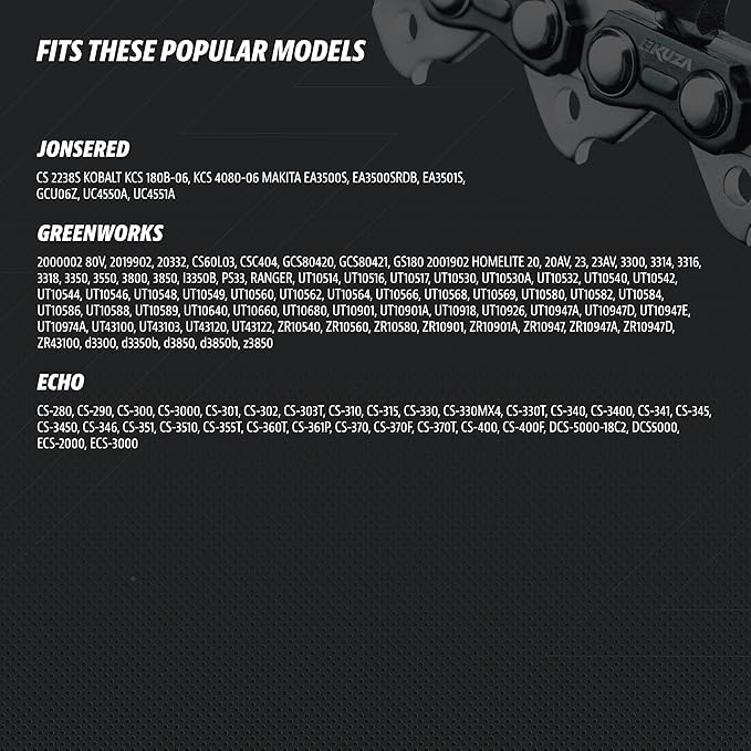 18 Inch Chainsaw Chain 3/8" LP Pitch, 050" Gauge, 62 Drive Links, fits DEWALT DCCS672B, Craftsman, Echo, Greenworks, Homelite, Poulan, Black & Decker and more (3 Chains) - 91vxl062g, 91px062x - S62