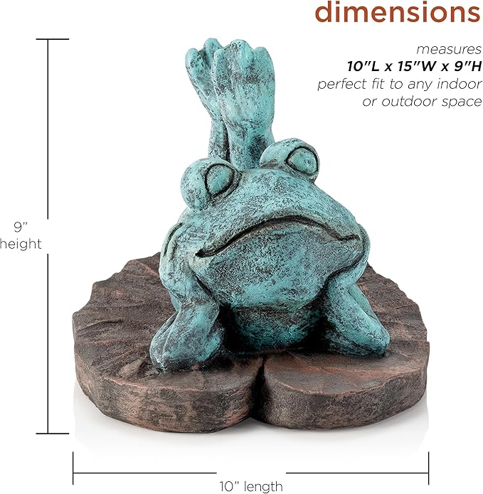Alpine Corporation 9" Tall Indoor/Outdoor Sunbathing Frog Garden Statue Decoration, Multicolor