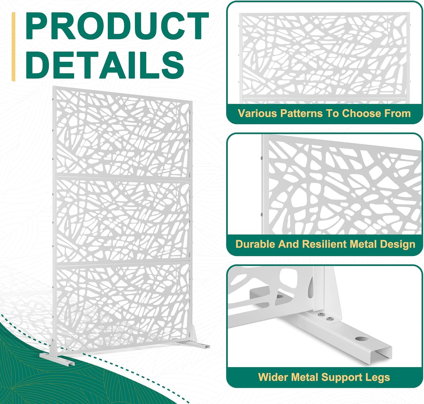 72" H×47" W Metal Privacy Screen Outdoor Privacy Screen Freestanding Outdoor Privacy Screens and Panels for Patio Lawn Deck (Consists of 3 Panels)