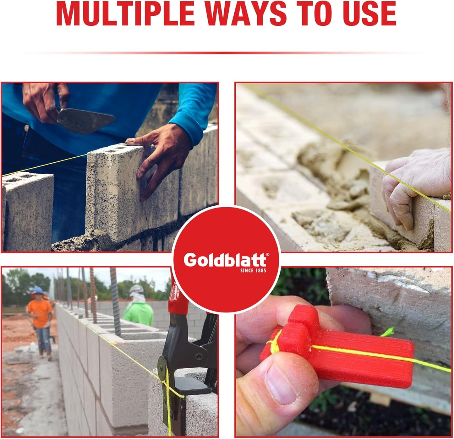 Goldblatt Mason Line, 3 Roll 500 Feet #18 Braided Nylon String, Perfect for Gardening or Masonry Tools