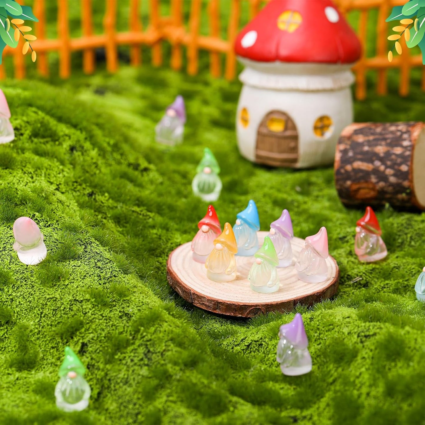 30 Pcs Luminous Mini Resin Gnomes, Tiny Gnomes Fairy Garden Statues Glow in The Dark Miniature Gnome Figurines Decor for Landscape, Outdoor, Patio, Yard, Lawn (6 Colors)