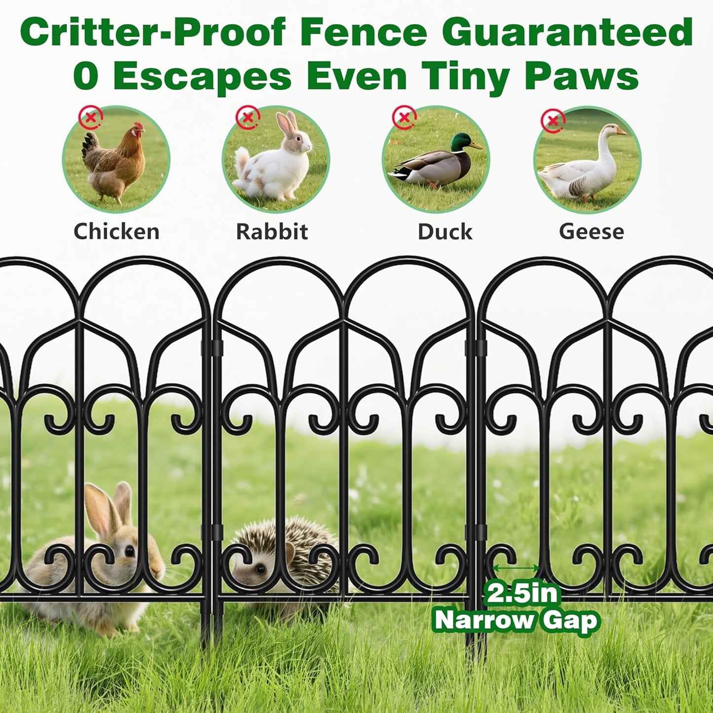 AMAGABELI GARDEN & HOME 10 Panels 22in(H)×10ft(L) Decorative Garden Fences and Borders for Dogs No Dig Metal Fence Panels Garden Edging Border Fence for Animal Barrier Fencing for Flower Beds Yard