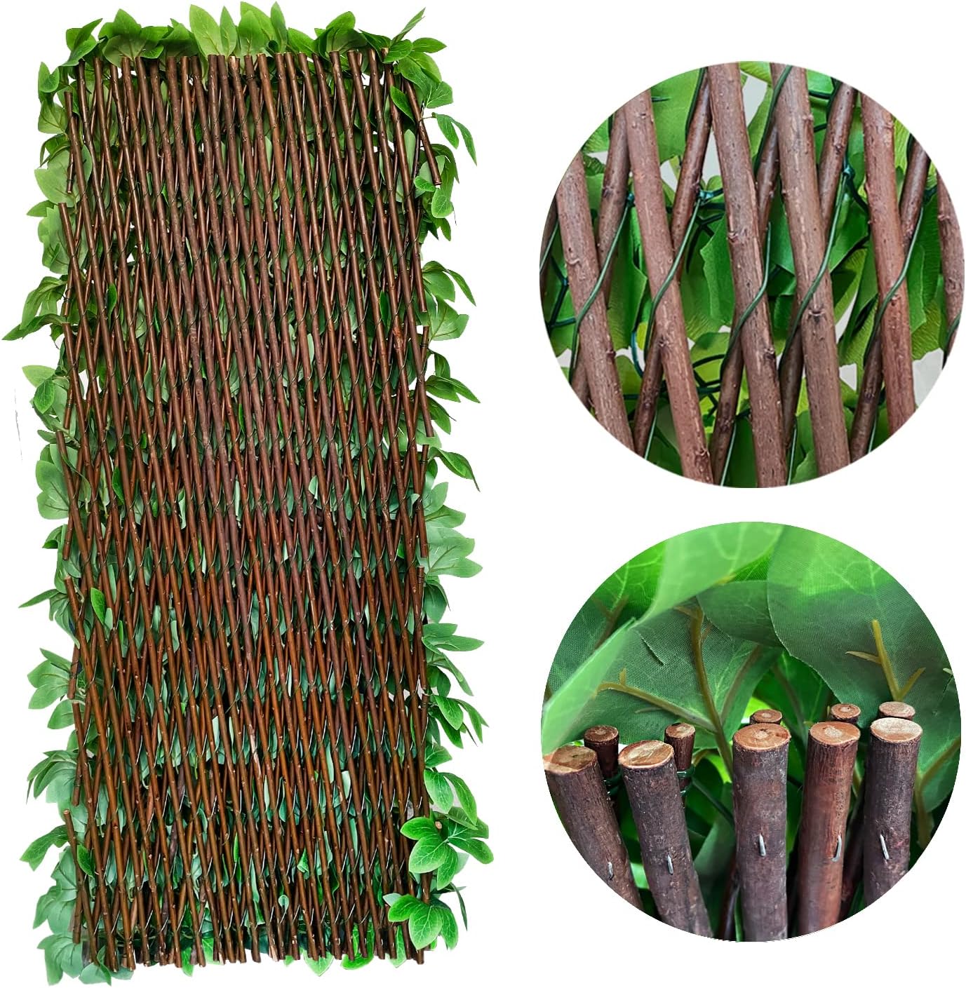 Expandable Fence Privacy Screen for Balcony Patio Outdoor,Decorative Faux Ivy Fencing Panel,Artificial Hedges (Single Sided Leaves) (1, Peony Leaf)