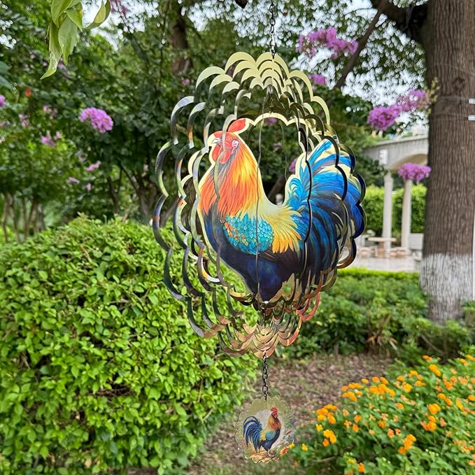Rooster Wind Spinners 3D Hanging Wind Spinner Outdoor Clearance for Yard and Garden Decor 12inch Chicken Gifts for Women Mom
