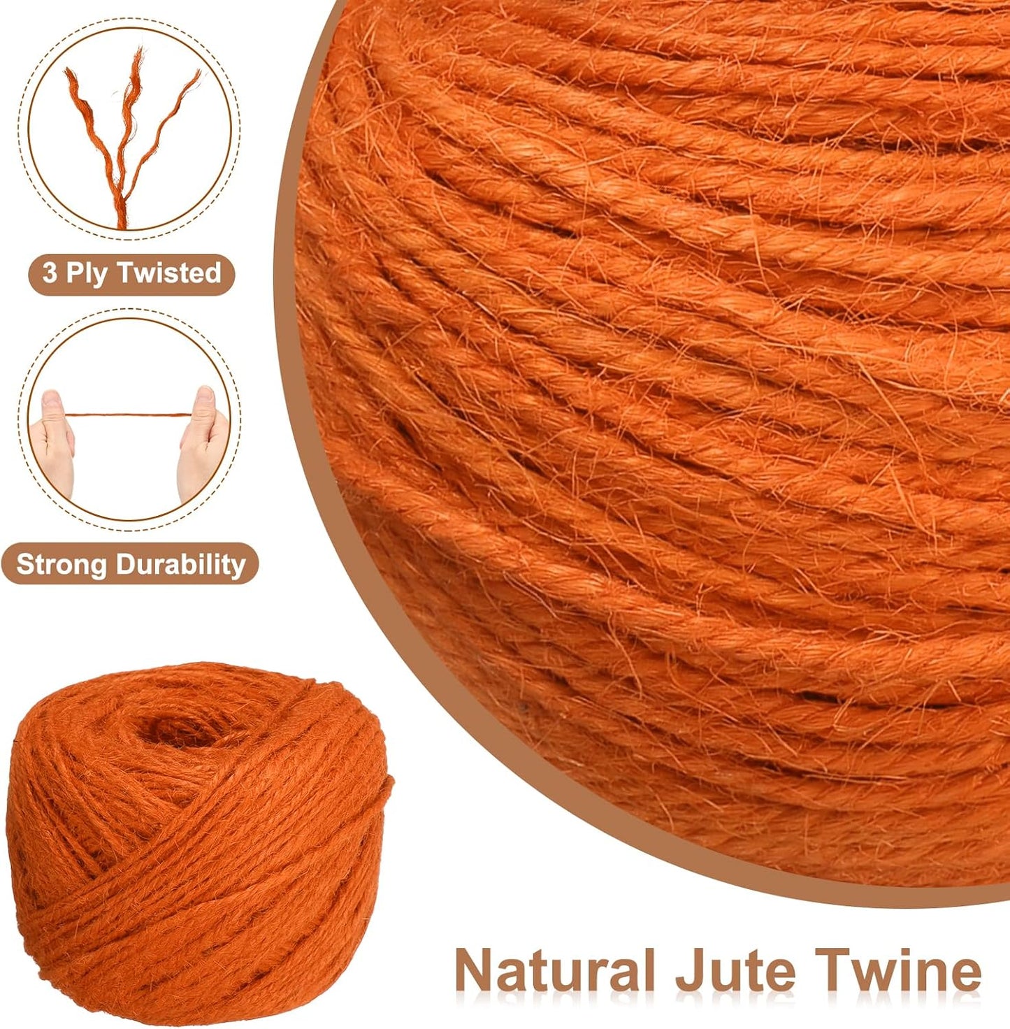 uxcell 328 Feet Natural Jute Twine String,2mm Thin Garden Twine Rope Colored Plant String Cord for DIY Art Crafts Gift Wrapping Decoration Packing Gardening Plant Hanger,Orange