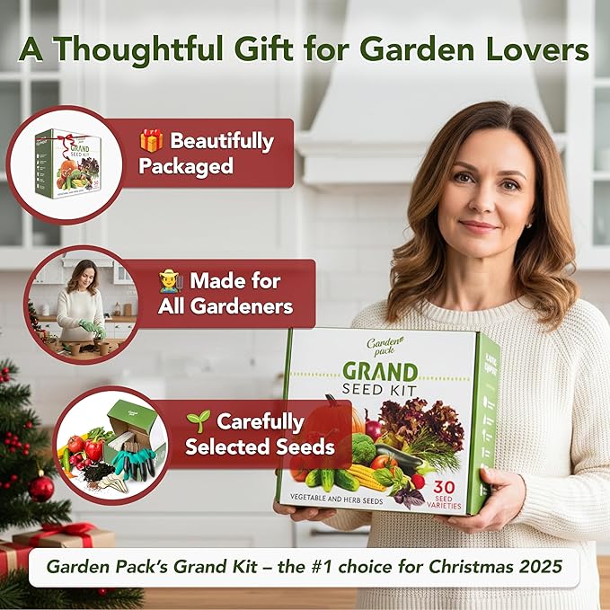Garden Pack 30 Vegetable Seeds Variety Kit - Over 15000 Seeds for Planting Vegetables & Herbs, Premium Garden Seeds Gift Box, Heirloom & Non-GMO
