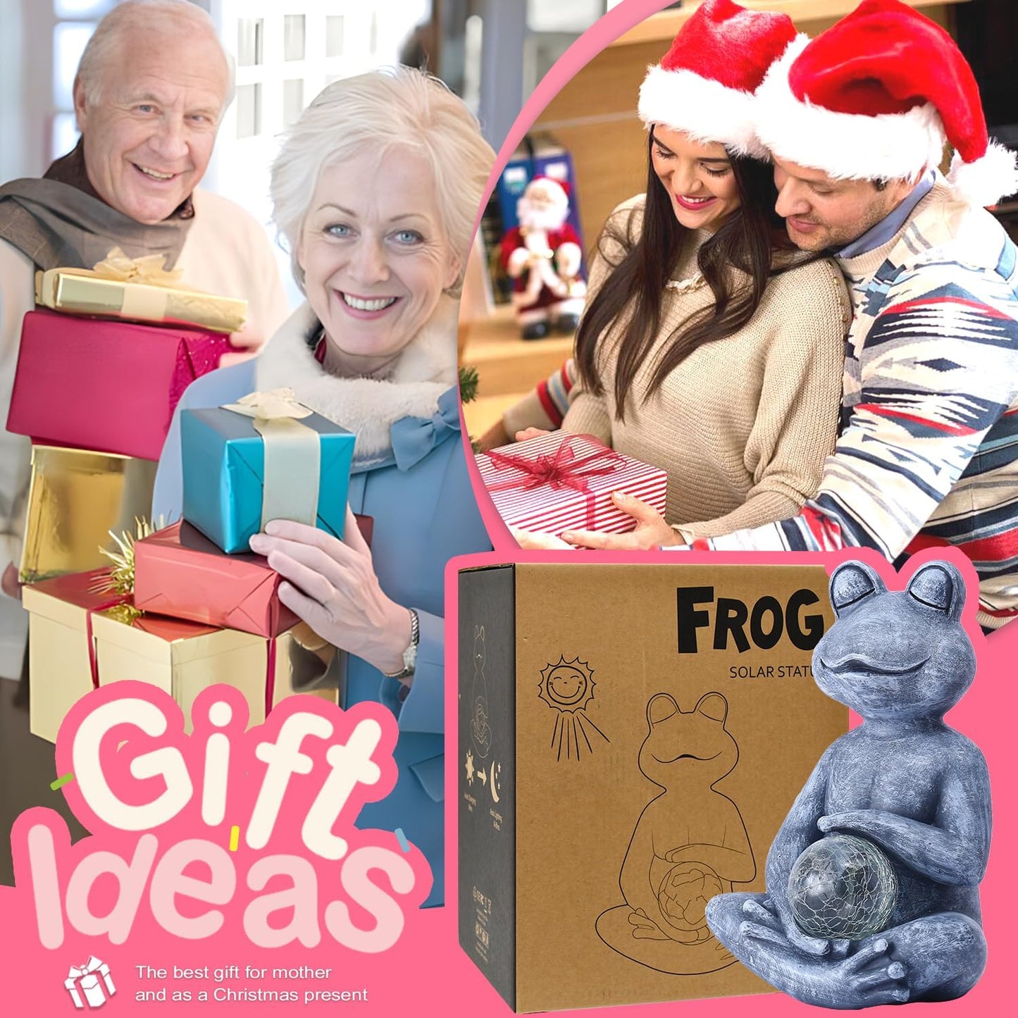 Goodeco Frog Statue with Solar Gazing Ball Lights - Zen Garden Statue for Outdoor Decor, Frog Gifts for Women & Moms, Housewarming Gifts