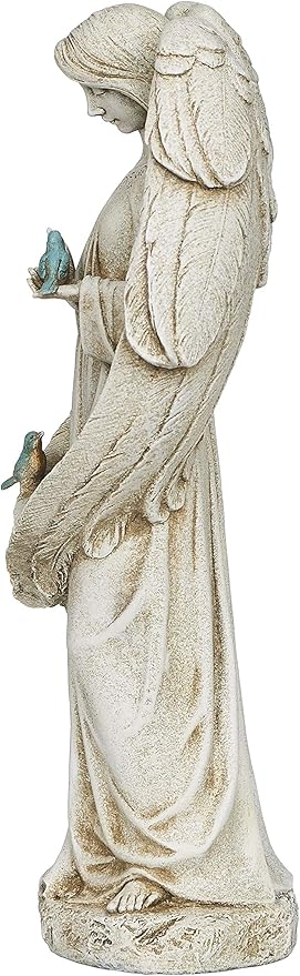 Joseph's Studio by Roman - Angel with Two Birds Statue, 20" H, Garden Collection, Resin and Stone, Decorative, Religious Gift, Home Outdoor and Indoor Decor, Durable, Long Lasting