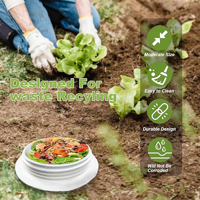 In-Ground Worm Farm Compost Bin with Holes and lid, mini Garden vermicomposting bin for composting Kitchen Food Waste, Suitable for Gardening and Vegetable Patches