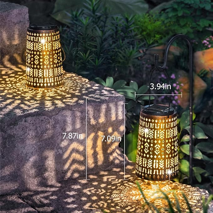 Solar Lanterns Outdoor Waterproof, Hanging Solar Lantern Garden Decor, Decorative Lights for Yard, Patio, Lawn, Porch, Unique Housewarming Gifts (Garden)