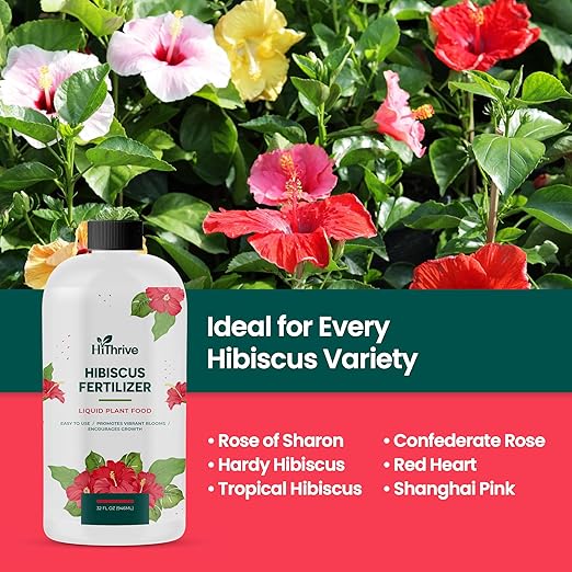 32oz Hibiscus Fertilizer - Makes 32 Gallons of Hibiscus Flowers Plant Food Outdoor - Indoor Plant Fertilizer Liquid for Vibrant, Showy Flowers, Greener Leaves, Strong Roots, and Lush Growth