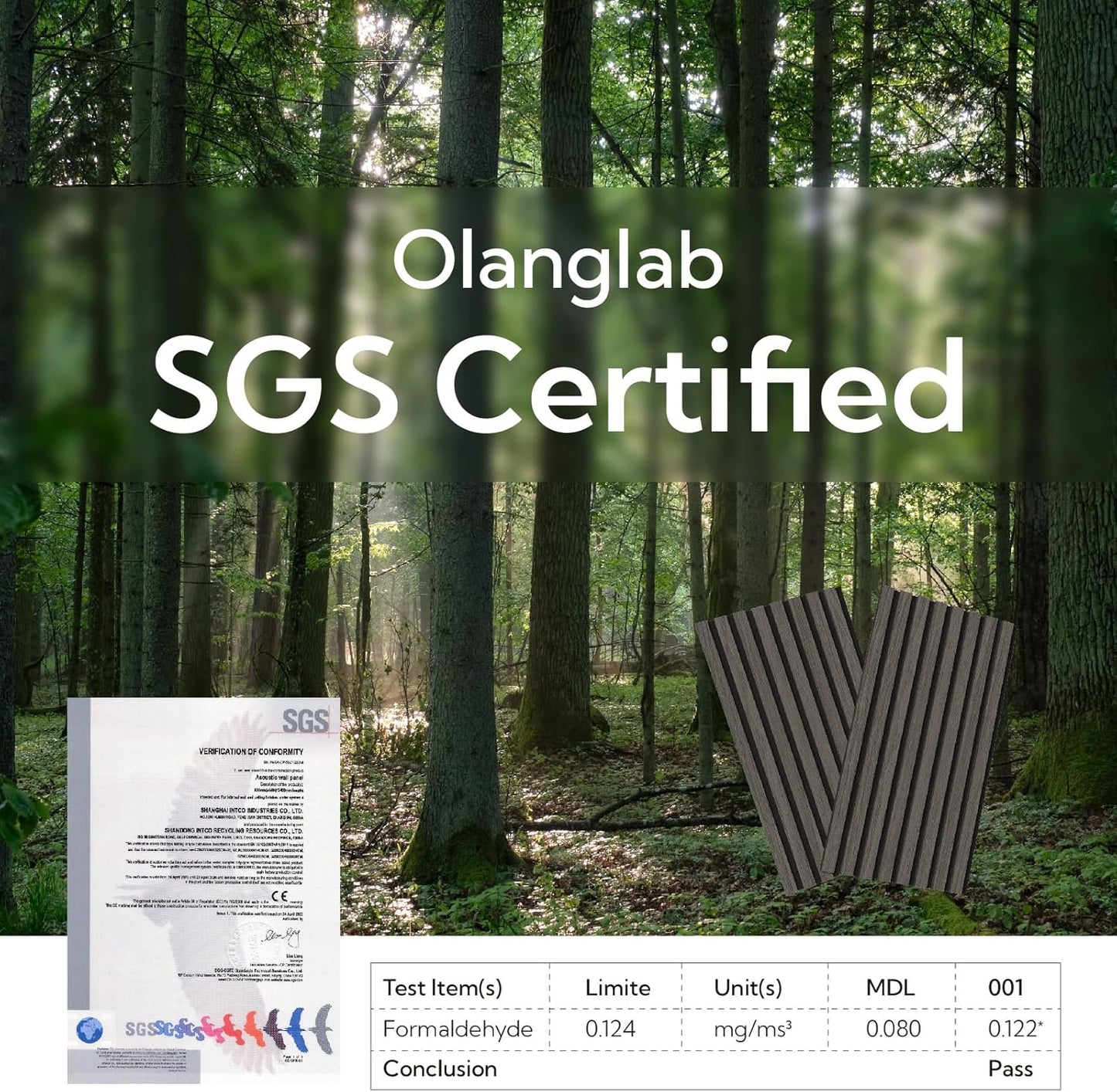 Olanglab Wood Slat Wall Panels 4 Pack, Wooden Acoustic Wall Panels, 94.5"x12.6" Each 3D Wall Panels for Interior Wall Decor (Black-Extendo Trio)